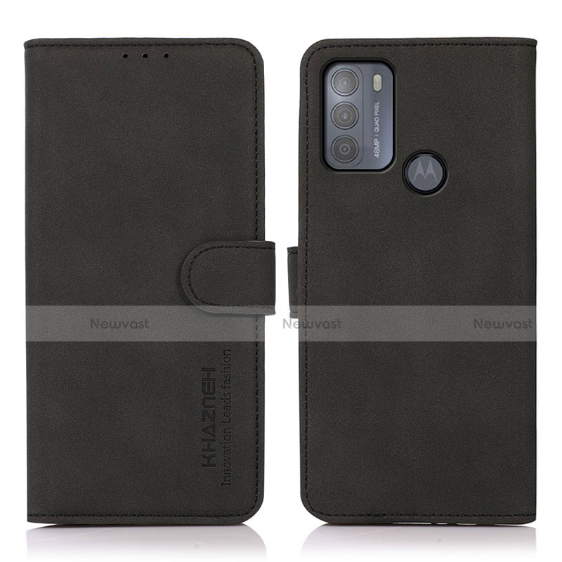 Leather Case Stands Flip Cover Holder D08Y for Motorola Moto G50 Black