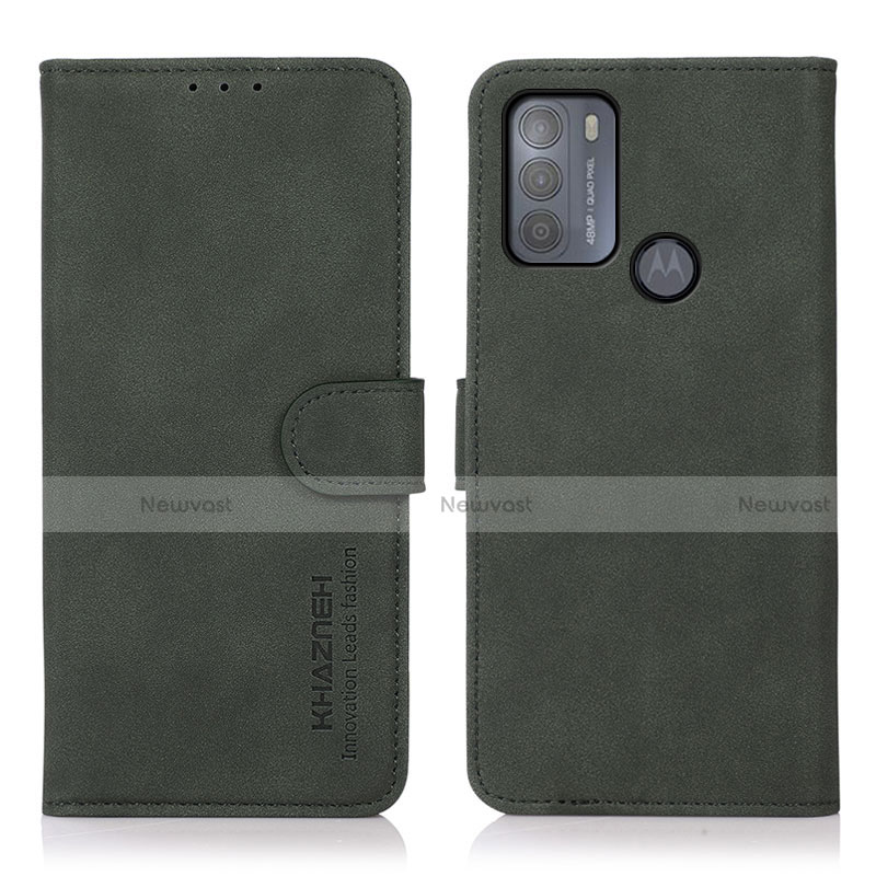 Leather Case Stands Flip Cover Holder D08Y for Motorola Moto G50 Green