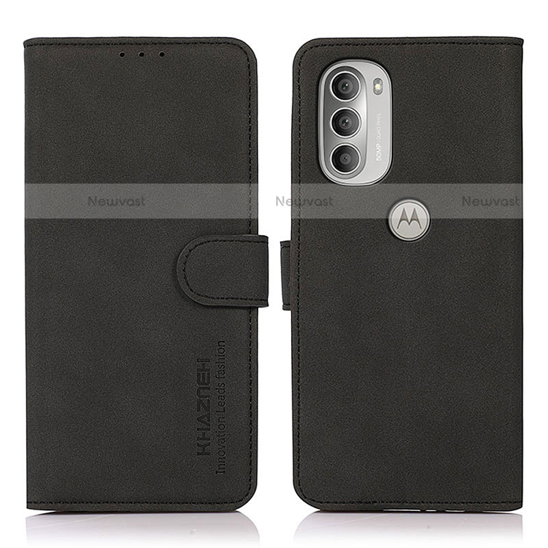 Leather Case Stands Flip Cover Holder D08Y for Motorola Moto G51 5G Black