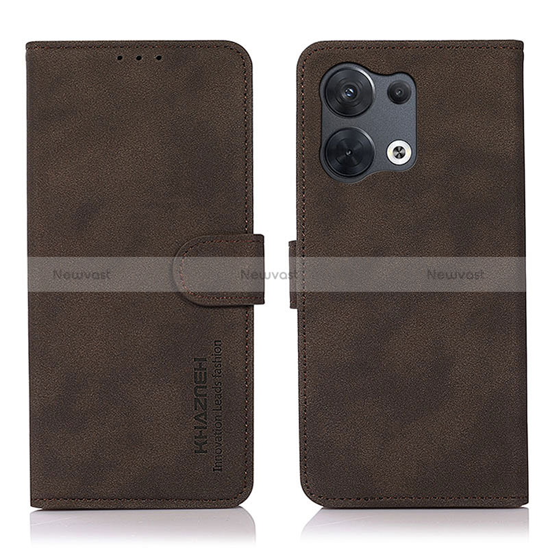 Leather Case Stands Flip Cover Holder D08Y for Oppo Reno8 Pro+ Plus 5G Brown