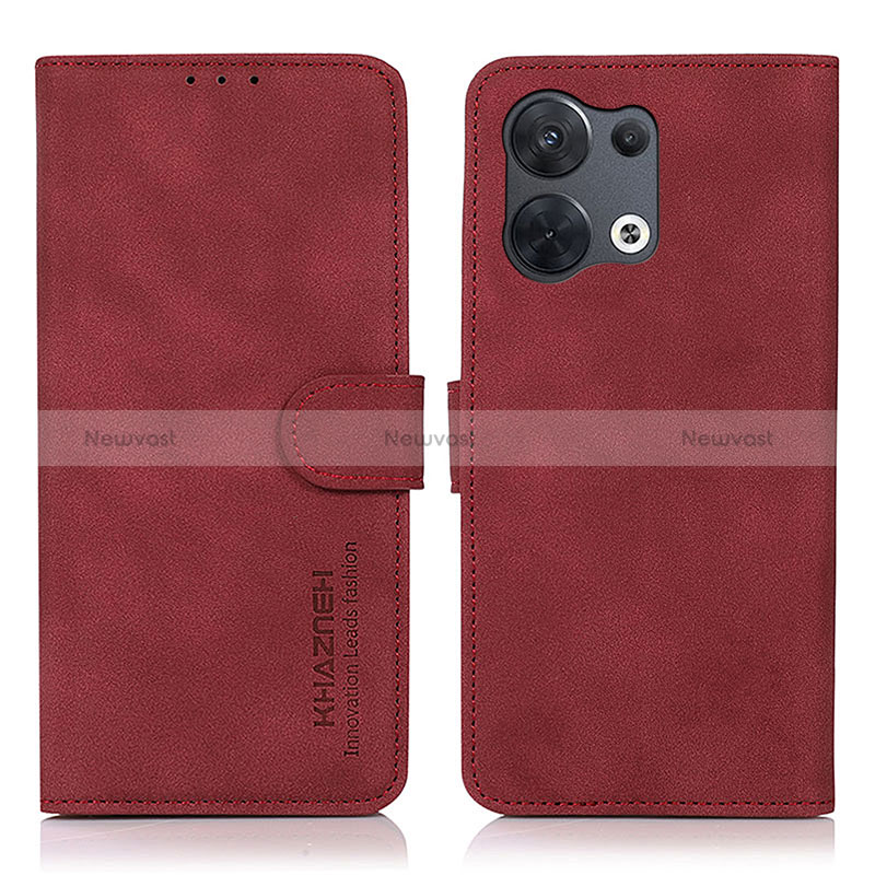 Leather Case Stands Flip Cover Holder D08Y for Oppo Reno8 Pro+ Plus 5G Red