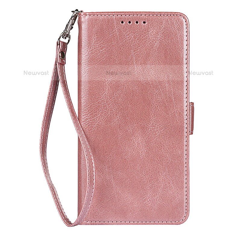 Leather Case Stands Flip Cover Holder D09T for Samsung Galaxy S21 5G Rose Gold