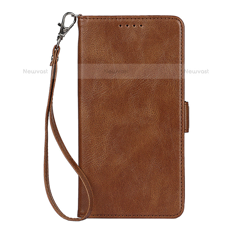 Leather Case Stands Flip Cover Holder D09T for Samsung Galaxy S22 5G Brown