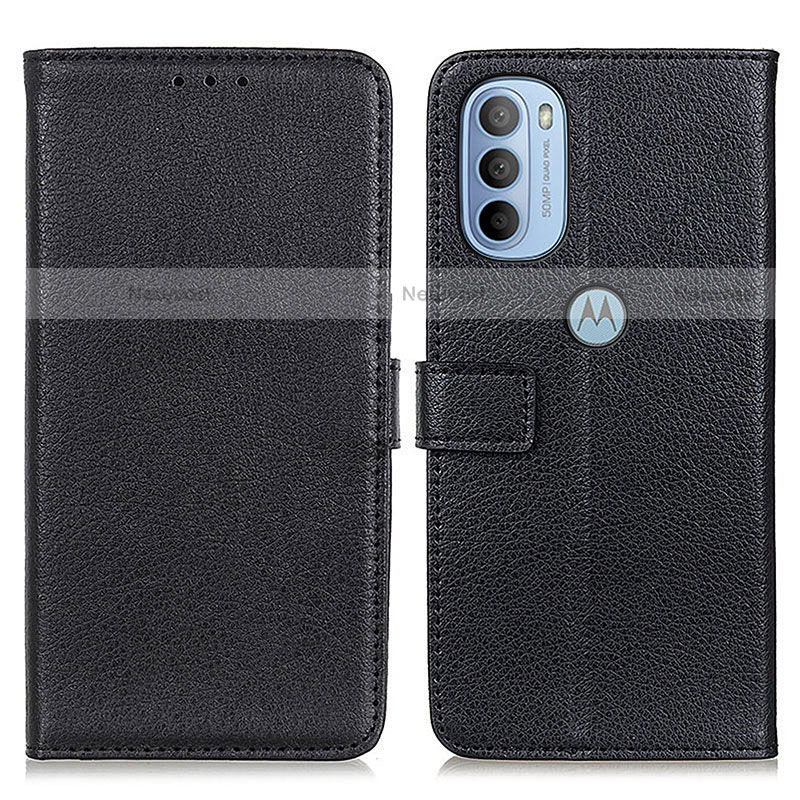 Leather Case Stands Flip Cover Holder D09Y for Motorola Moto G31 Black
