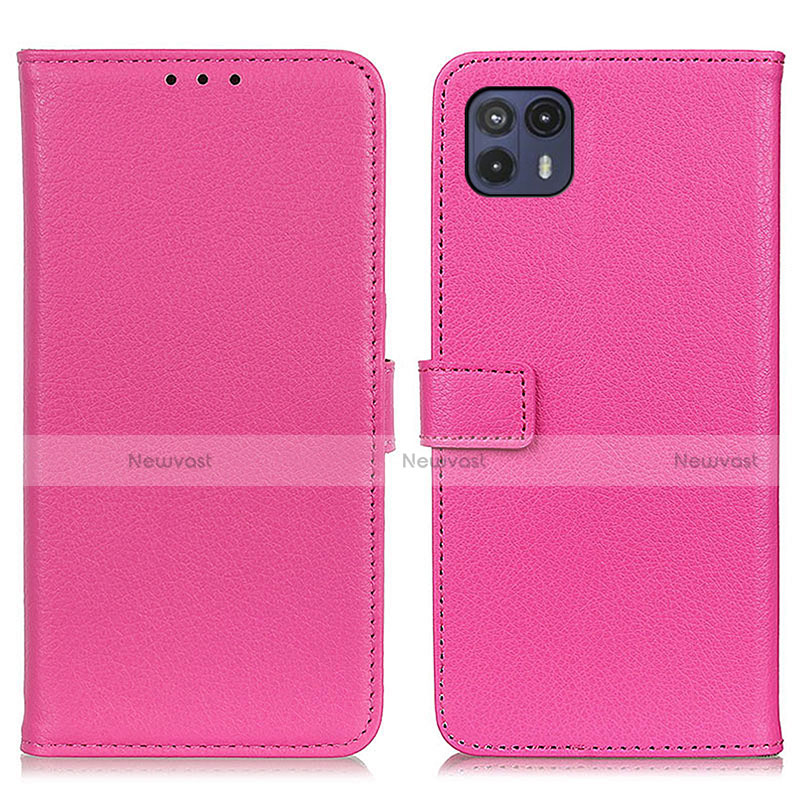 Leather Case Stands Flip Cover Holder D09Y for Motorola Moto G50 5G Hot Pink