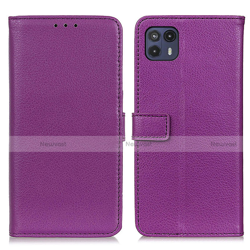Leather Case Stands Flip Cover Holder D09Y for Motorola Moto G50 5G Purple