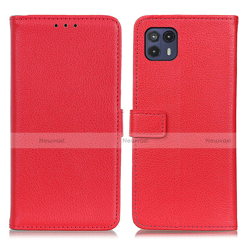 Leather Case Stands Flip Cover Holder D09Y for Motorola Moto G50 5G Red