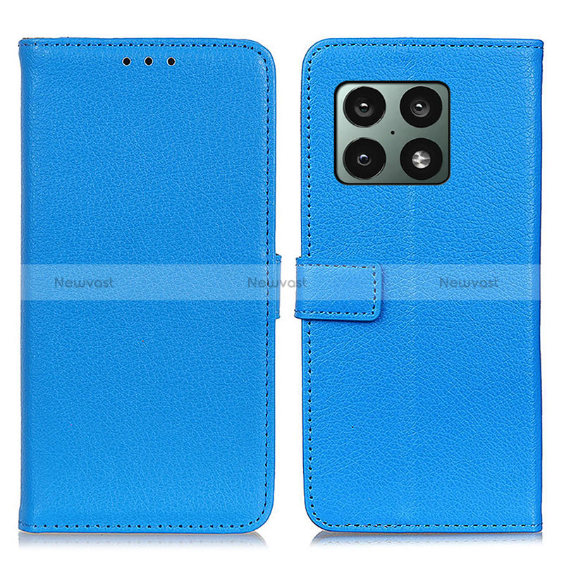Leather Case Stands Flip Cover Holder D09Y for OnePlus 10 Pro 5G Sky Blue