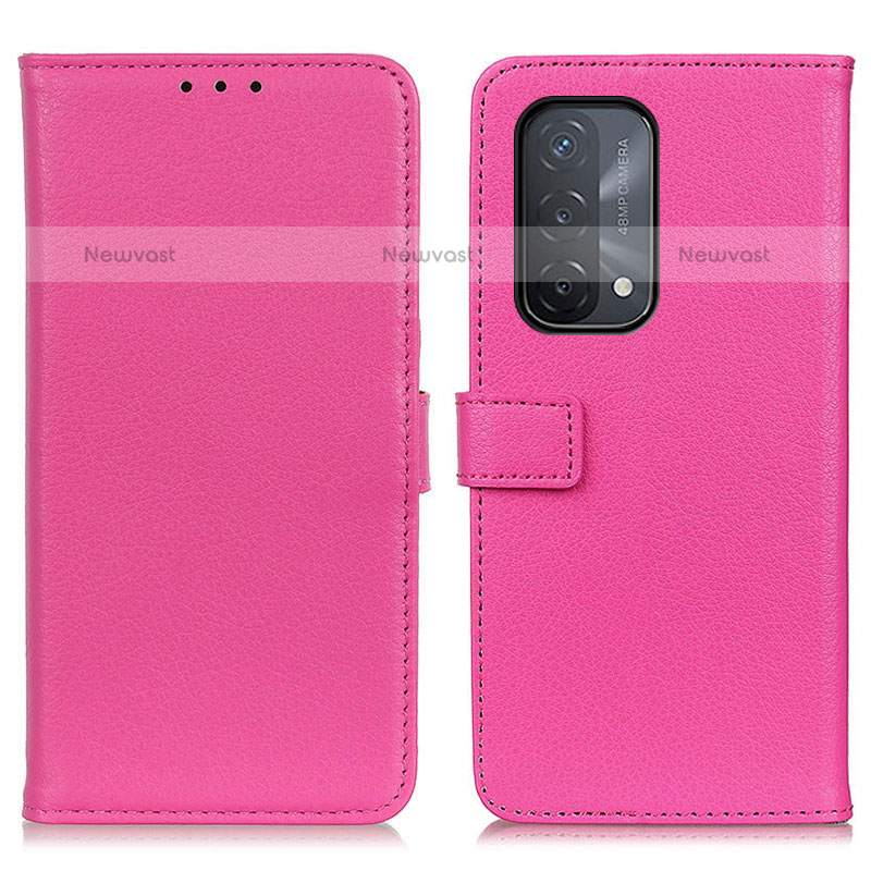 Leather Case Stands Flip Cover Holder D09Y for OnePlus Nord N200 5G Hot Pink