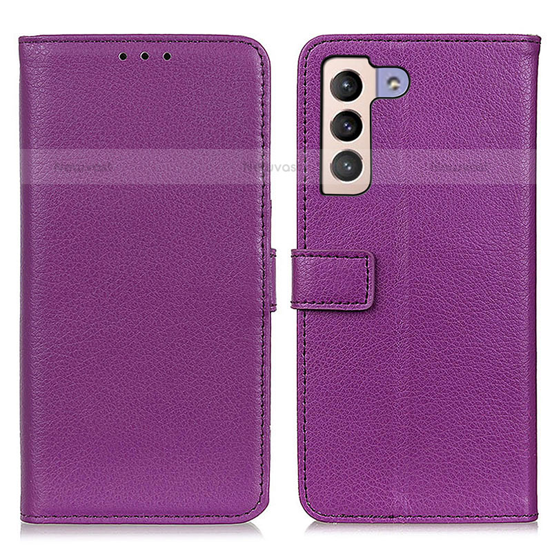 Leather Case Stands Flip Cover Holder D09Y for Samsung Galaxy S21 FE 5G Purple