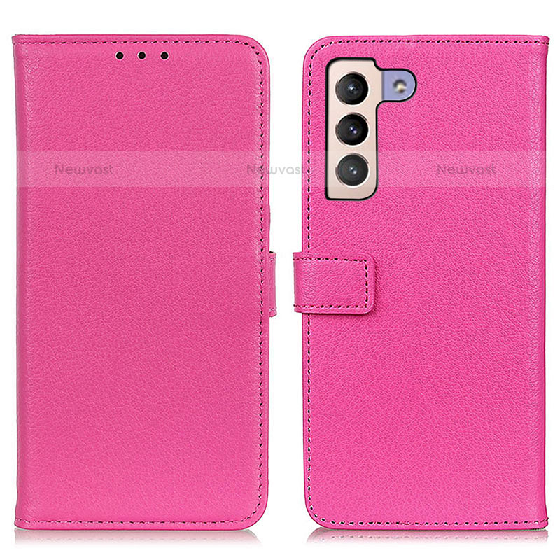 Leather Case Stands Flip Cover Holder D09Y for Samsung Galaxy S22 5G Hot Pink