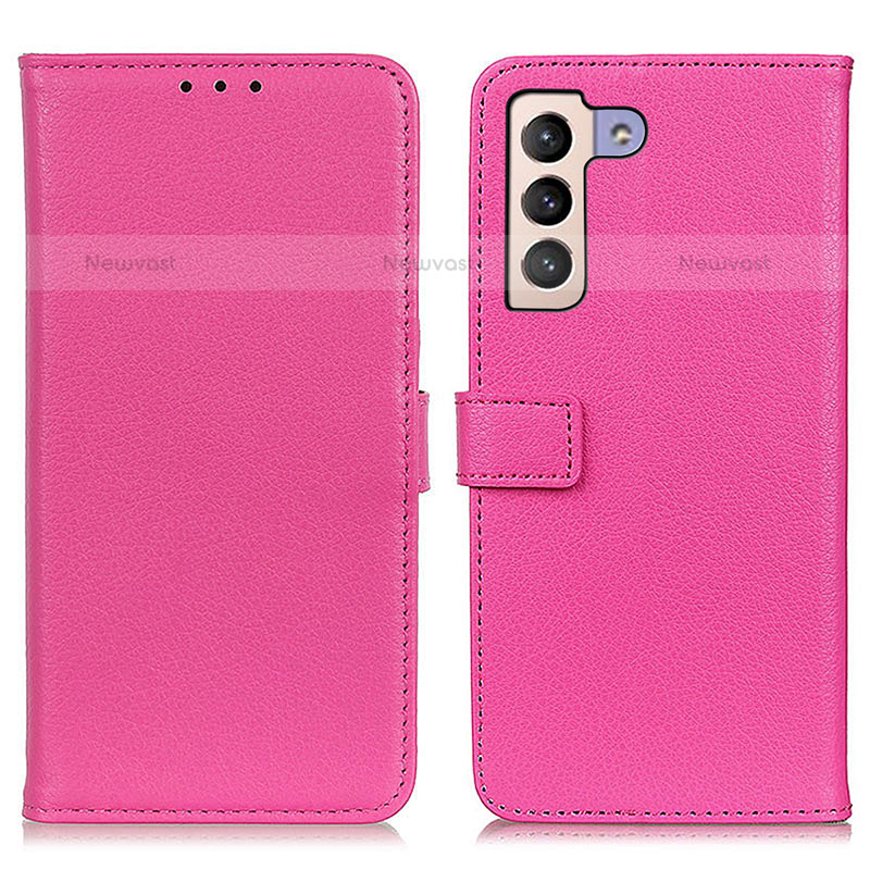 Leather Case Stands Flip Cover Holder D09Y for Samsung Galaxy S22 Plus 5G Hot Pink