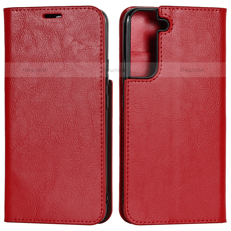 Leather Case Stands Flip Cover Holder D13T for Samsung Galaxy S21 Plus 5G Red