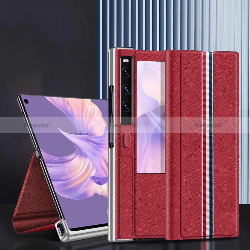 Leather Case Stands Flip Cover Holder DL1 for Huawei Mate Xs 2 Red