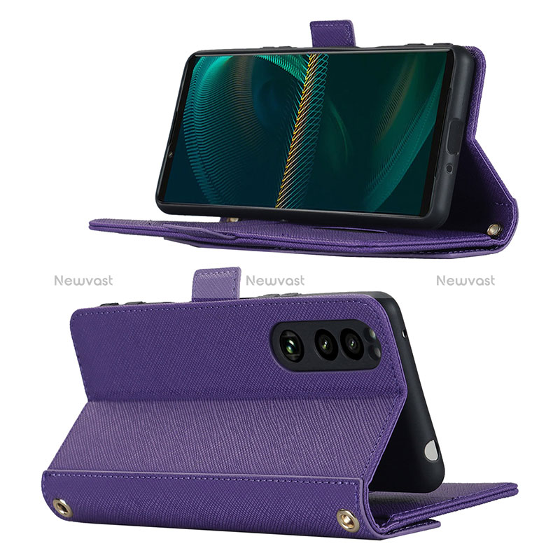 Leather Case Stands Flip Cover Holder DT1 for Sony Xperia 5 III