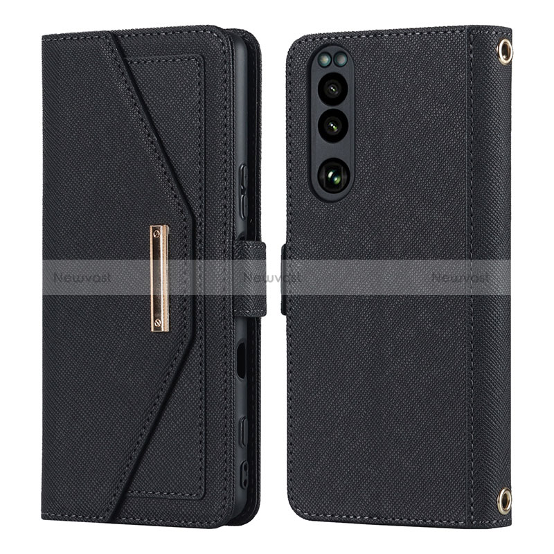 Leather Case Stands Flip Cover Holder DT1 for Sony Xperia 5 III