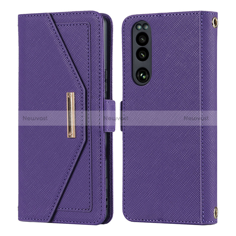 Leather Case Stands Flip Cover Holder DT1 for Sony Xperia 5 III