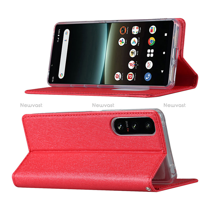 Leather Case Stands Flip Cover Holder DT1 for Sony Xperia 5 IV