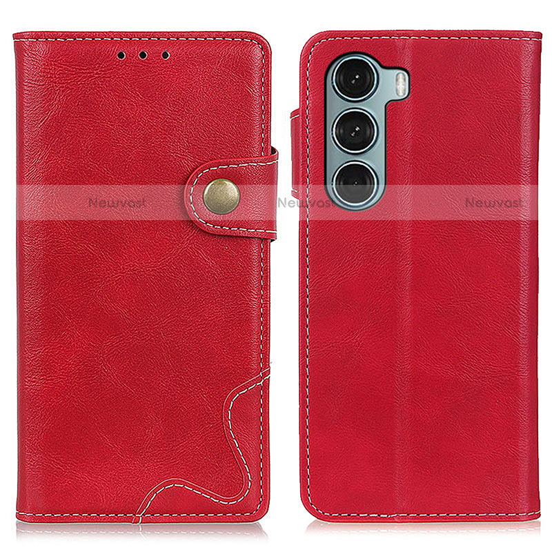 Leather Case Stands Flip Cover Holder DY01 for Motorola Moto G200 5G Red