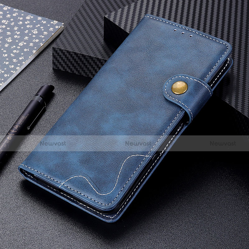 Leather Case Stands Flip Cover Holder DY01 for Motorola Moto G30 Blue
