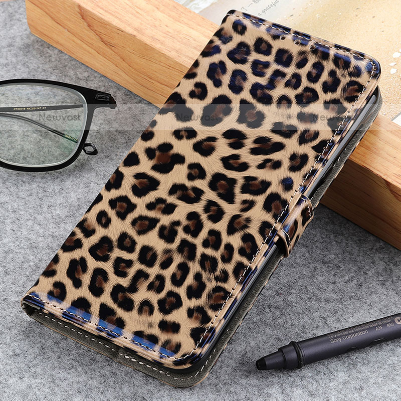 Leather Case Stands Flip Cover Holder DY01 for Oppo A74 4G Brown