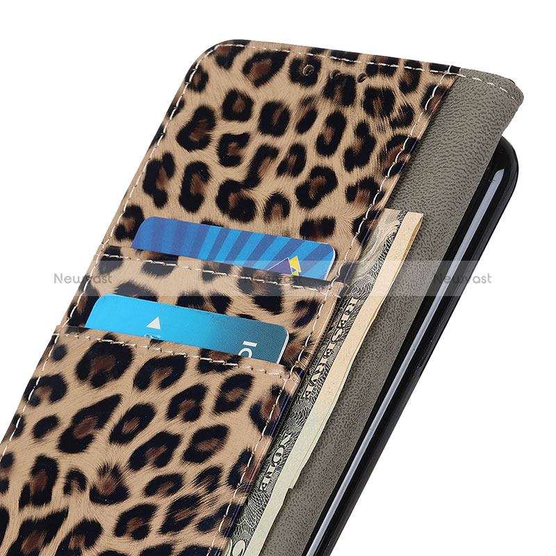 Leather Case Stands Flip Cover Holder DY01 for Oppo A74 5G Brown