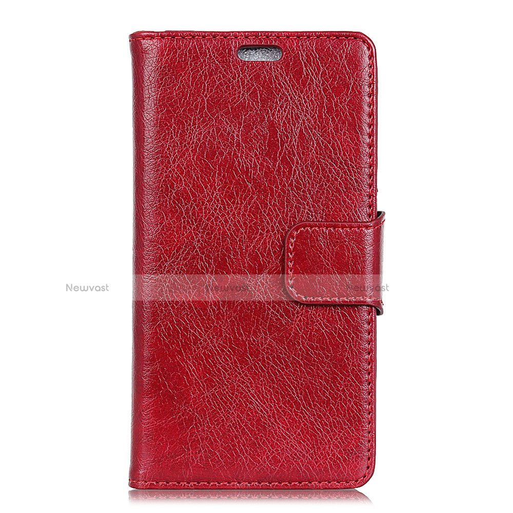 Leather Case Stands Flip Cover Holder for Alcatel 1 Red