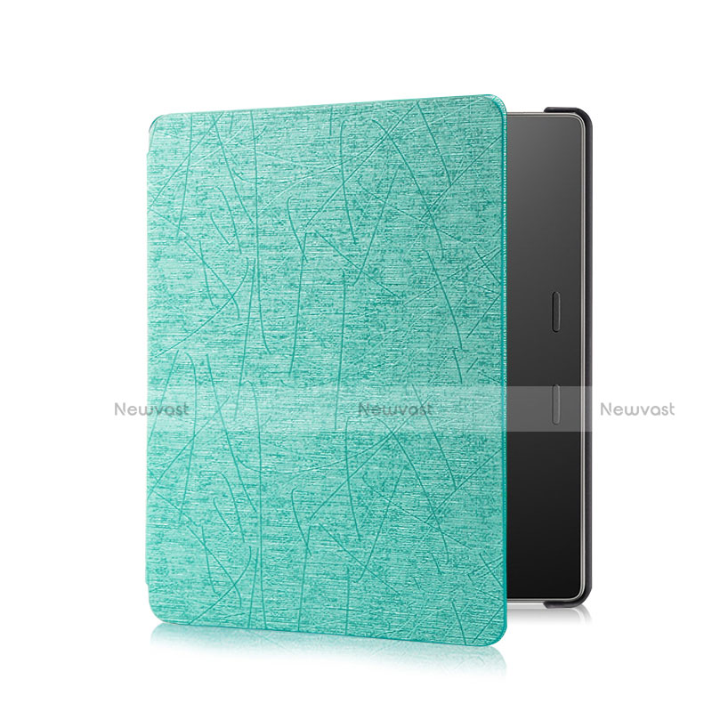 Leather Case Stands Flip Cover Holder for Amazon Kindle Oasis 7 inch Cyan