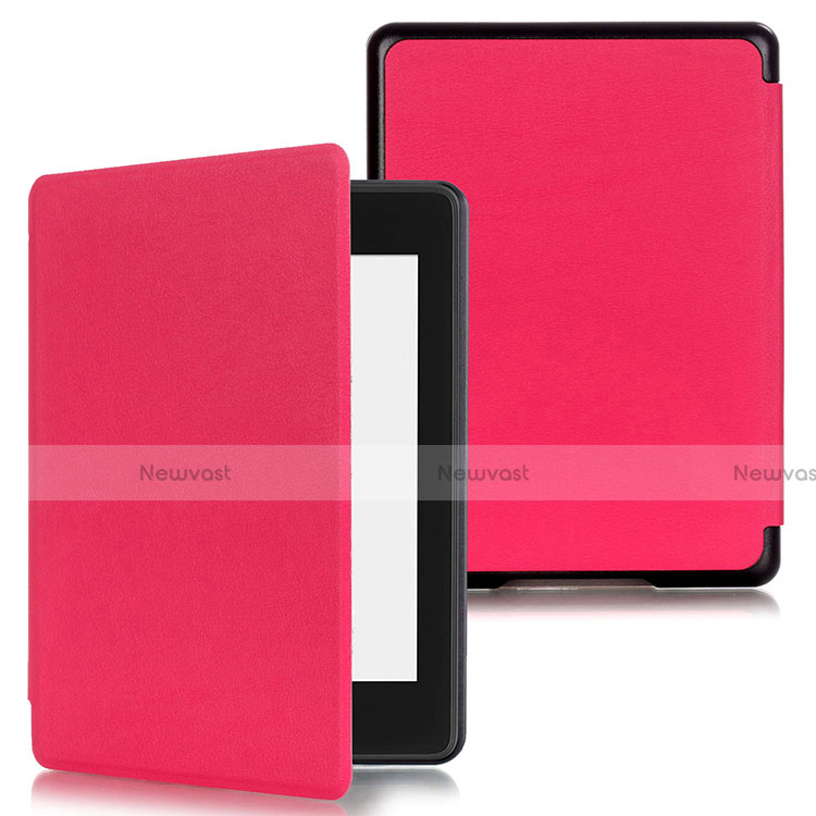 Leather Case Stands Flip Cover Holder for Amazon Kindle Paperwhite 6 inch Hot Pink