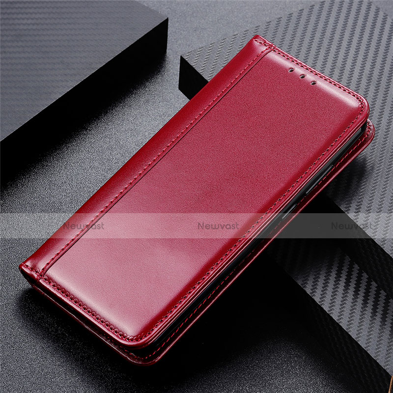 Leather Case Stands Flip Cover Holder for Apple iPhone 12 Mini Red Wine