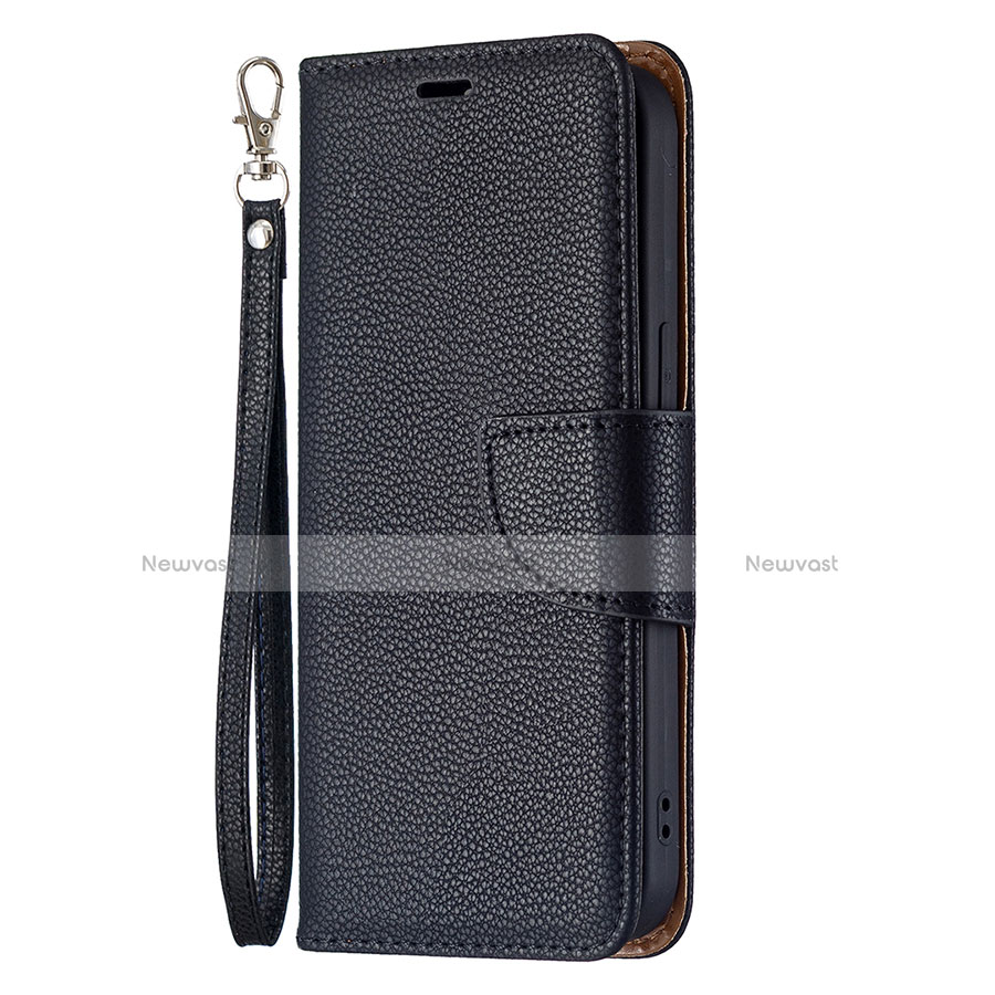 Leather Case Stands Flip Cover Holder for Apple iPhone 13 Black
