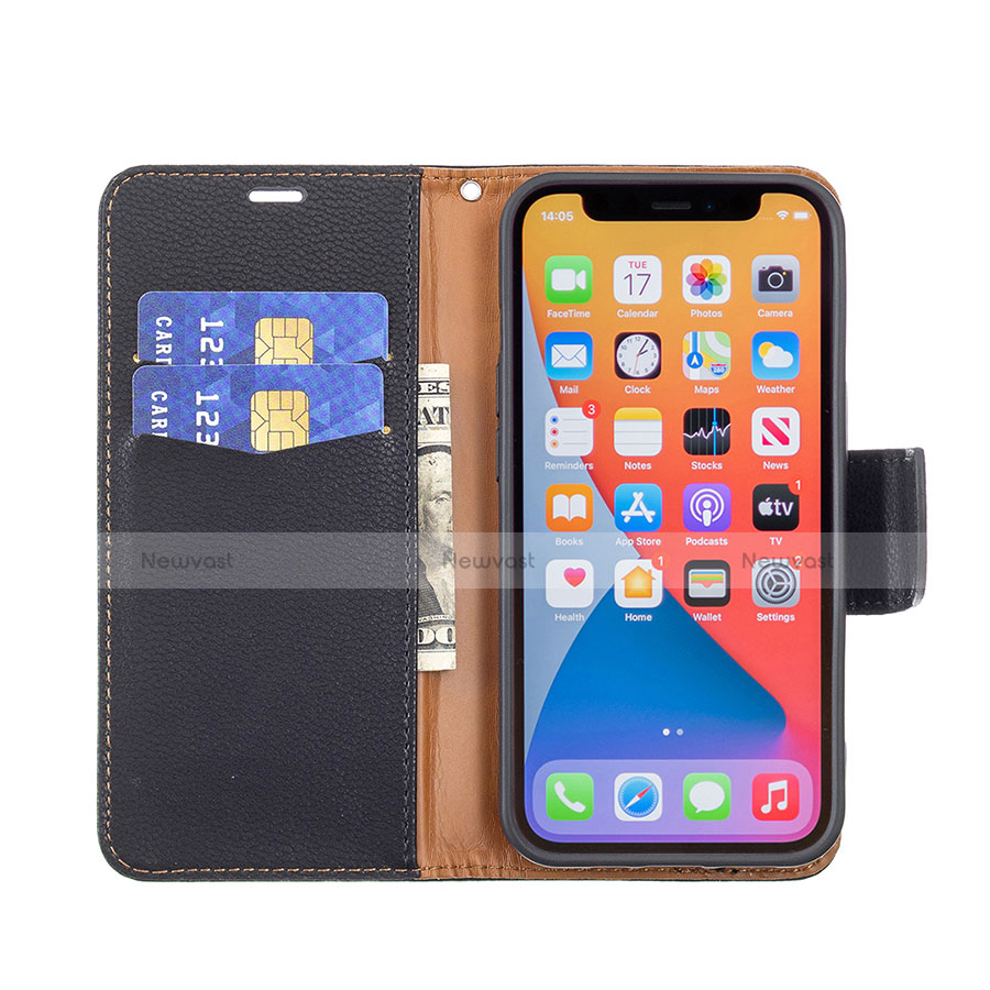 Leather Case Stands Flip Cover Holder for Apple iPhone 13 Pro Max Black