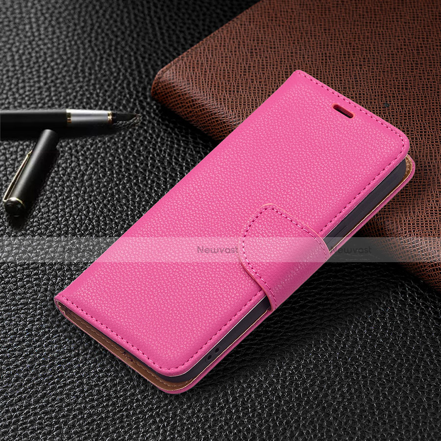 Leather Case Stands Flip Cover Holder for Apple iPhone 14 Hot Pink