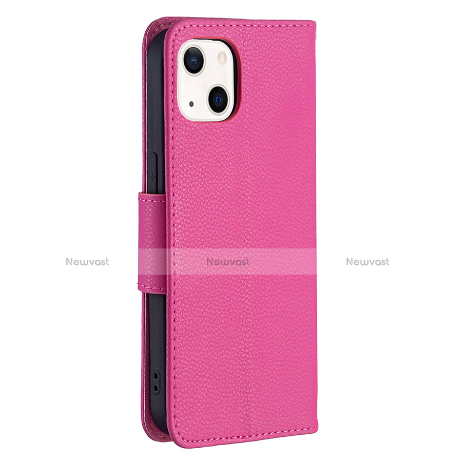 Leather Case Stands Flip Cover Holder for Apple iPhone 14 Plus Hot Pink