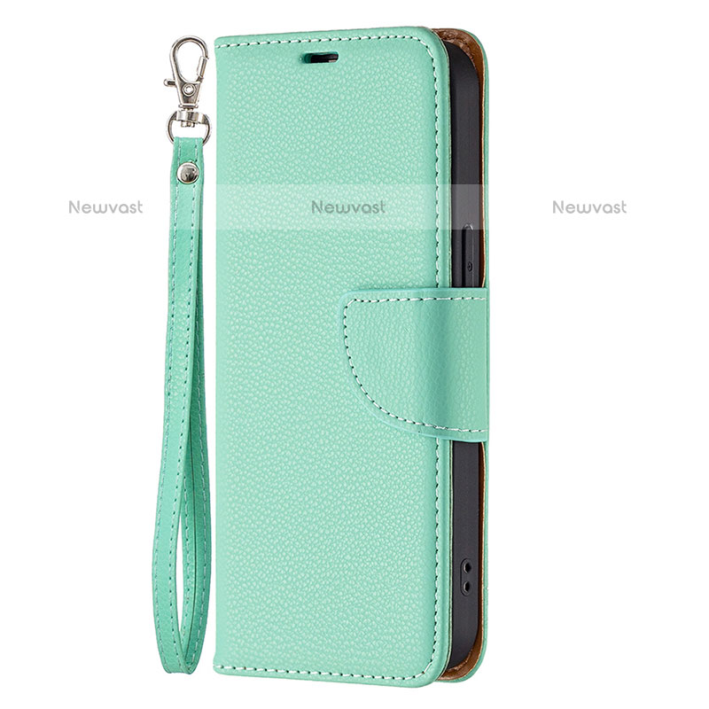 Leather Case Stands Flip Cover Holder for Apple iPhone 14 Pro Cyan