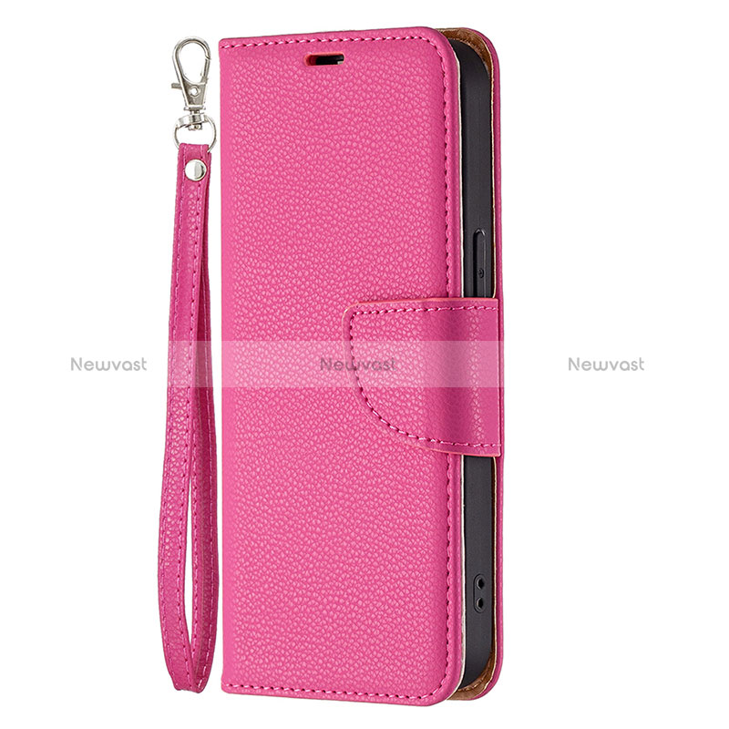 Leather Case Stands Flip Cover Holder for Apple iPhone 16 Pro Hot Pink