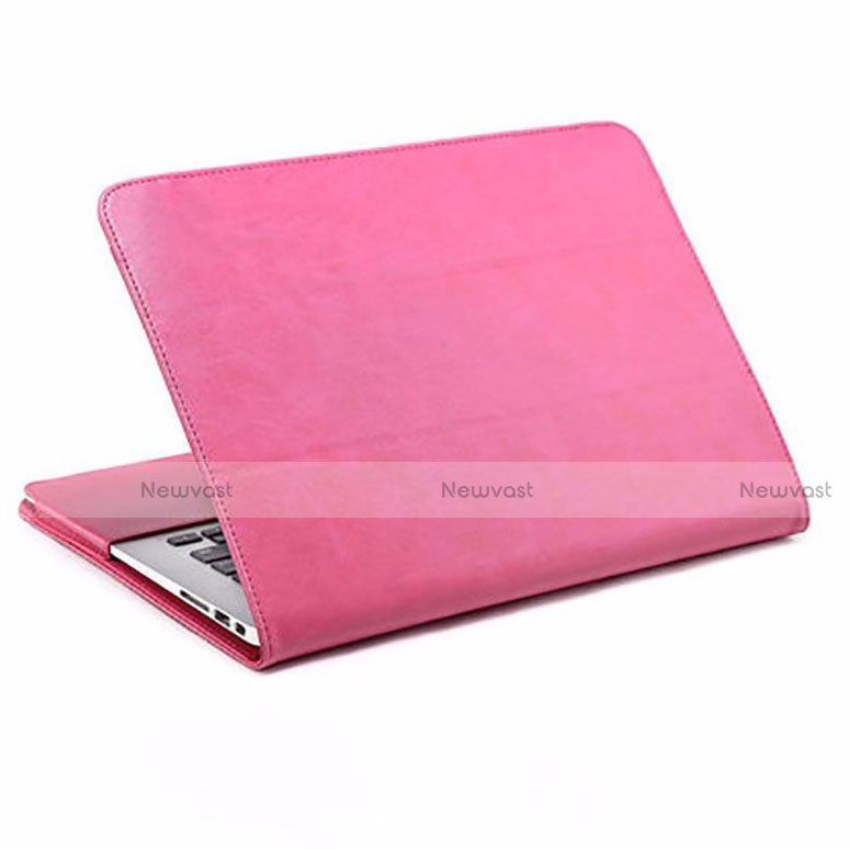 Leather Case Stands Flip Cover Holder for Apple MacBook Air 13 inch (2020) Pink