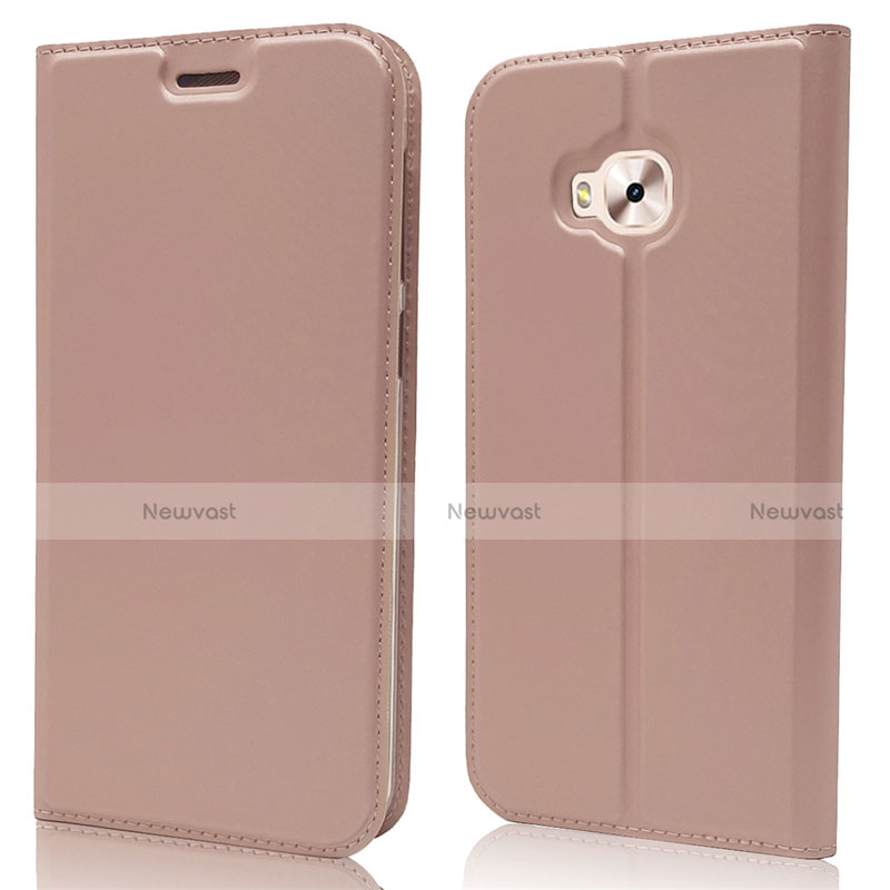 Leather Case Stands Flip Cover Holder for Asus Zenfone 4 Selfie ZD553KL Rose Gold