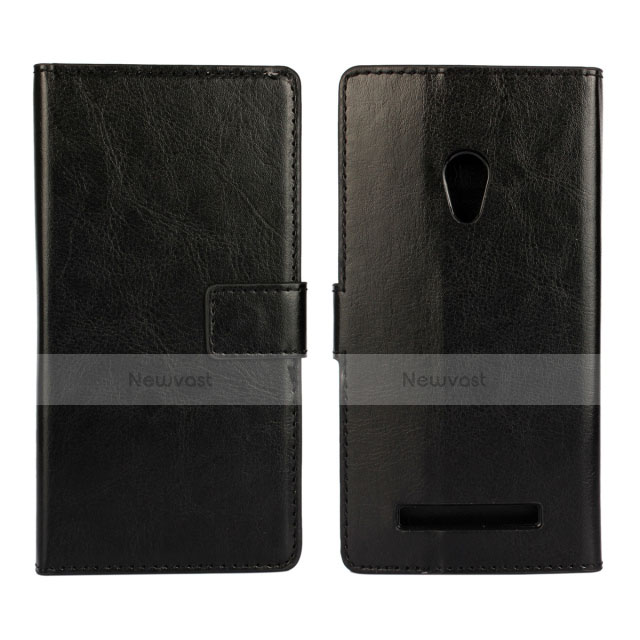 Leather Case Stands Flip Cover Holder for Asus Zenfone 5 Black