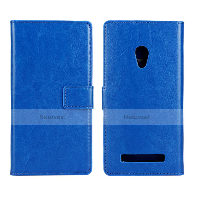 Leather Case Stands Flip Cover Holder for Asus Zenfone 5 Blue