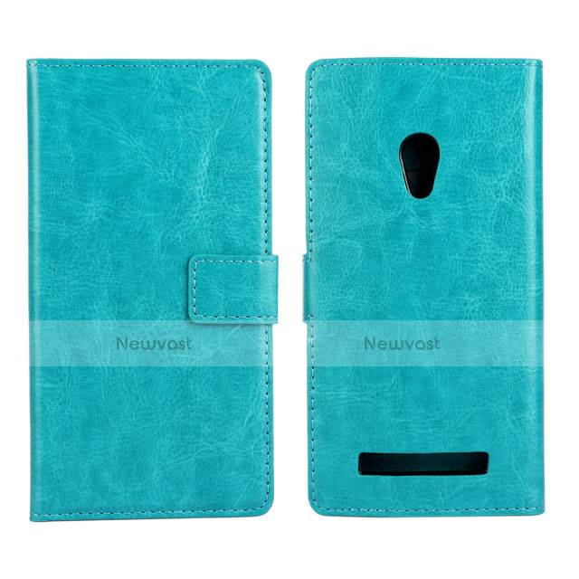 Leather Case Stands Flip Cover Holder for Asus Zenfone 5 Cyan