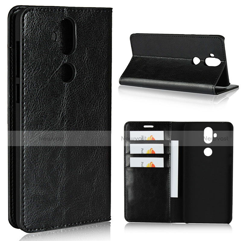 Leather Case Stands Flip Cover Holder for Asus Zenfone 5 Lite ZC600KL Black