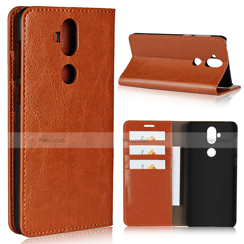 Leather Case Stands Flip Cover Holder for Asus Zenfone 5 Lite ZC600KL Orange
