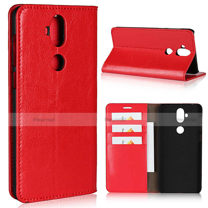Leather Case Stands Flip Cover Holder for Asus Zenfone 5 Lite ZC600KL Red