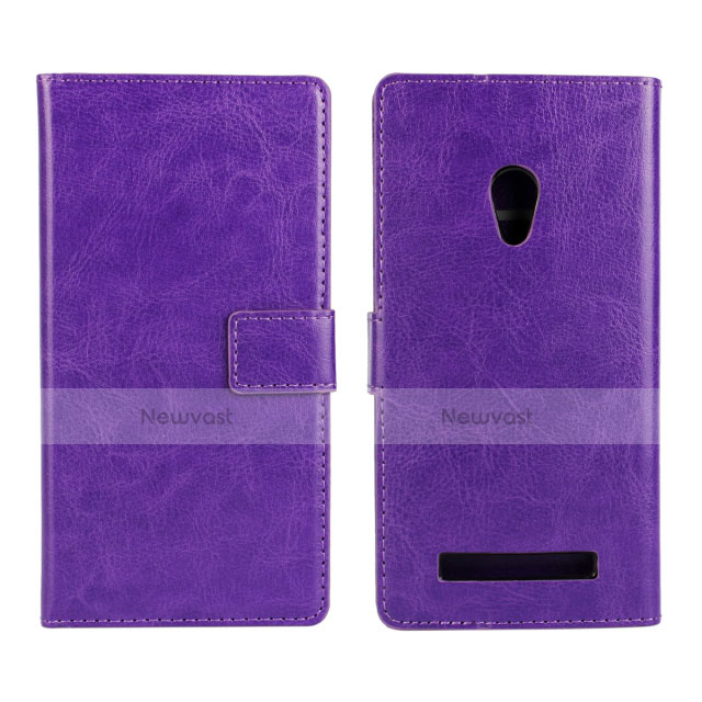 Leather Case Stands Flip Cover Holder for Asus Zenfone 5 Purple