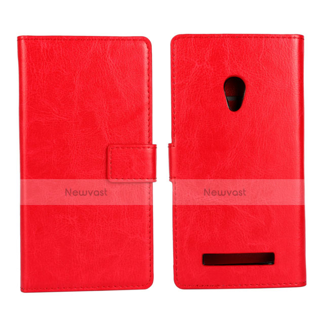 Leather Case Stands Flip Cover Holder for Asus Zenfone 5 Red