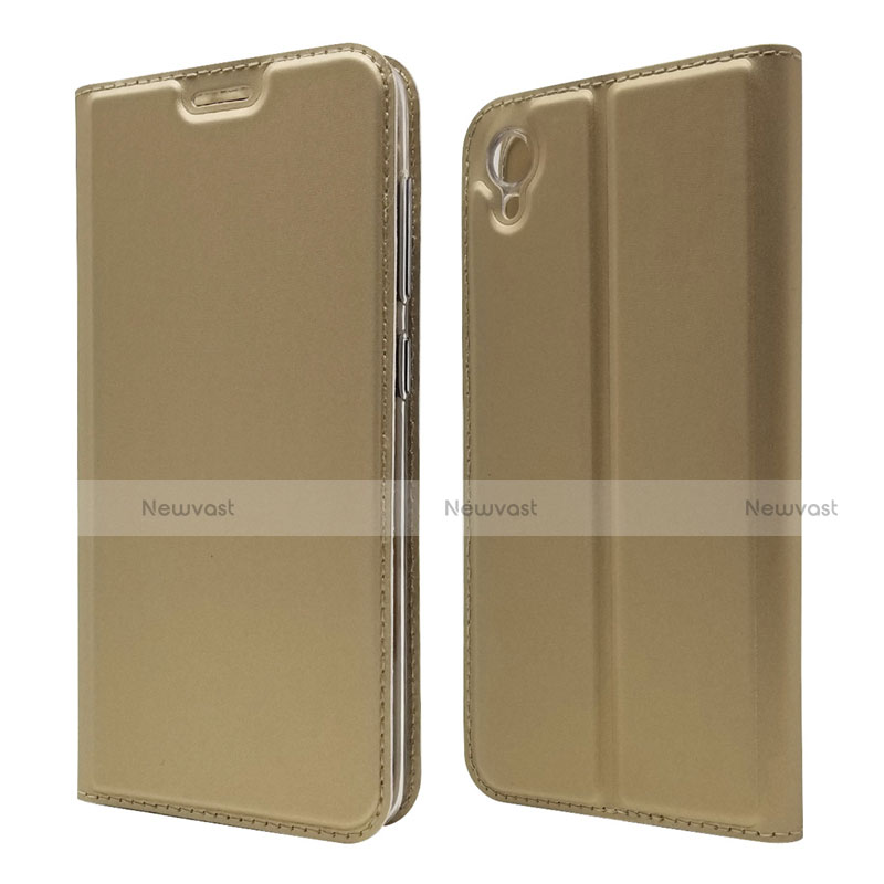 Leather Case Stands Flip Cover Holder for Asus ZenFone Live L1 ZA550KL Gold