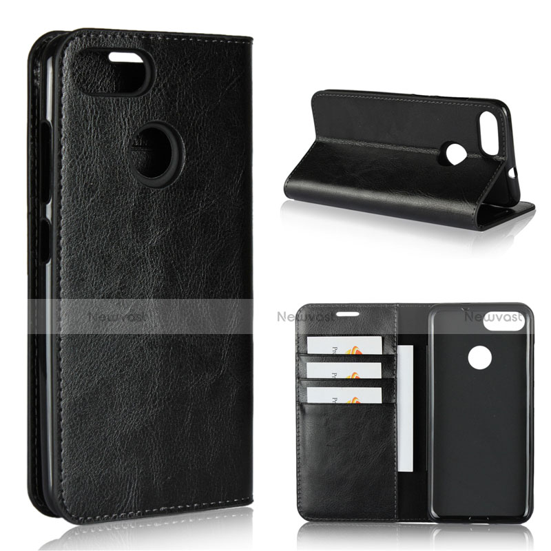 Leather Case Stands Flip Cover Holder for Asus Zenfone Max Plus M1 ZB570TL Black