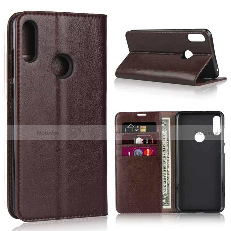 Leather Case Stands Flip Cover Holder for Asus Zenfone Max Pro M2 ZB631KL Brown
