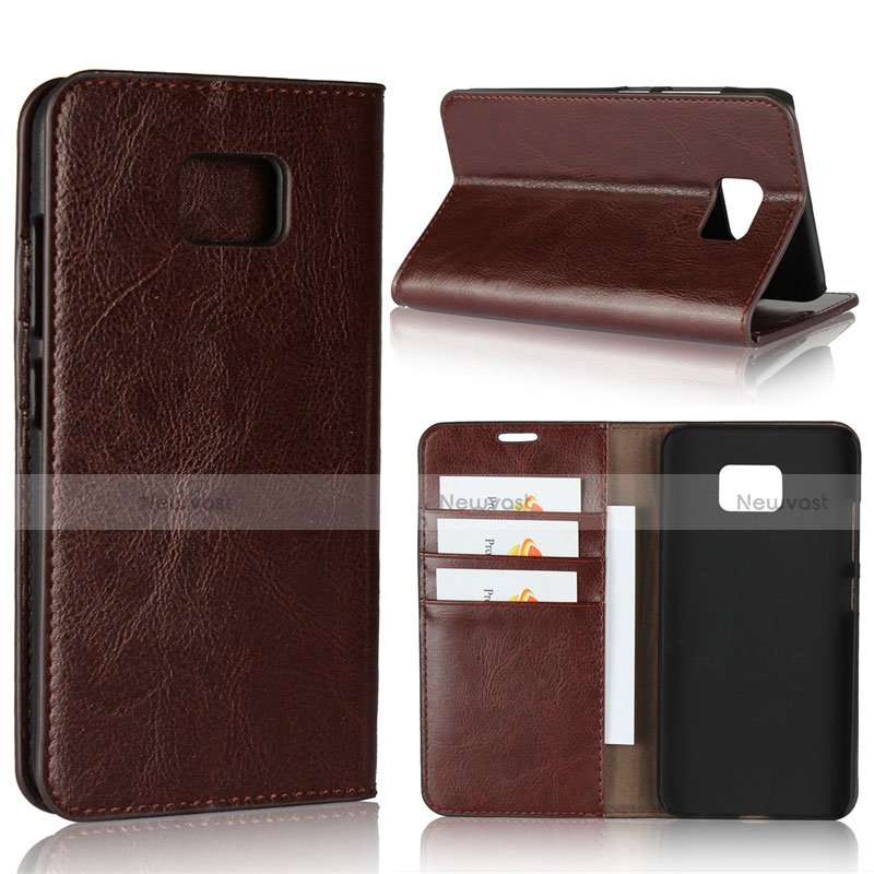 Leather Case Stands Flip Cover Holder for Asus ZenFone V V520KL Brown